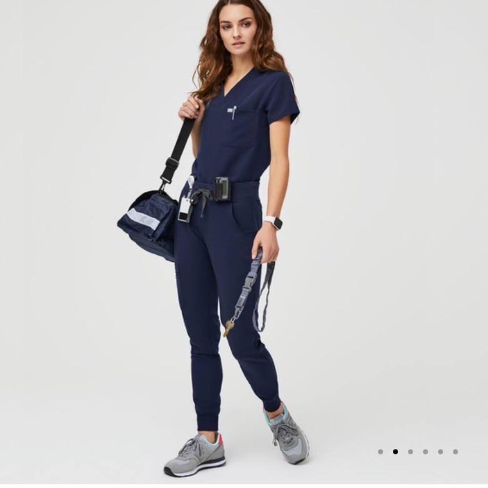 Figs Scrub Set - Navy - High-Waisted Zamora and Catarina - L/LP